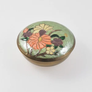 Messingdose BMF - Deckeldose - bemalt - floral - Blumen - Vintage Brass - Bild 1 von 6