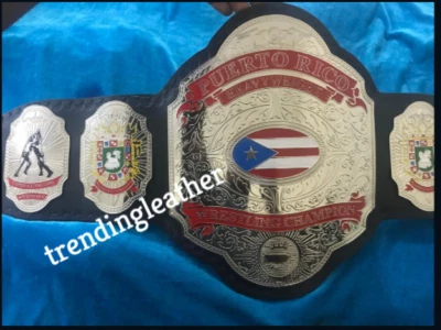 Cinturón réplica campeón de lucha de peso pesado PUERTO RICO placas de 2 mm Foto 1 de 4