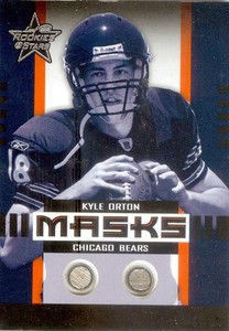 Kyle Orton player facemask relic patch football card 2005 Leaf Rookies Stars M15