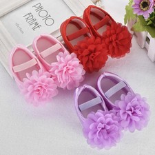 Fashion Toddler Kid Baby Girl Chiffon Flower Elastic Band Newborn Walking Shoes
