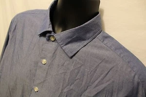 Linea Uomo Button Front Blue Modern Fit Men's Sz XL L/S Cotton Blend - Picture 1 of 3