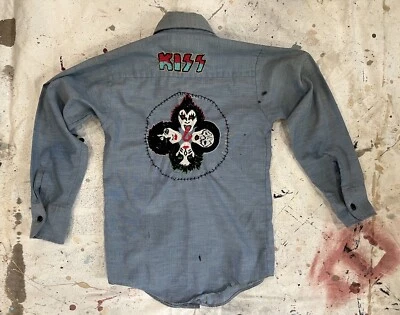 Camisa Levis Cambray Vintage Años 70 Naranja Pestaña BESO Banda Bordada JUVENTUD Talla M Foto 1 de 4