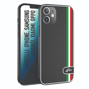 Cover Custodia tpu morbida nera effetto carbonio bandiera italiana italy carbon - Foto 1 di 4