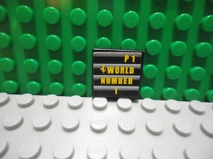 Lego 1 Black 2x2 tile with sticker P1 World Number 1 Ferrari car race - Picture 1 of 1
