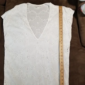 JEN'S PIRATE BOOTY SLEEVELESS SHIRT BLOUSE DRESS CROCHET PETITE SMALL (STAINED) - Picture 1 of 22