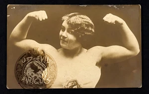 RARE 10s Strongman Woman Weightlifter circus sideshow postcard - Picture 1 of 2