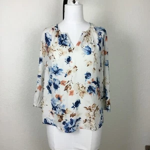 Anne Carson Bluse Größe M Damen Blumenmuster 3/4 Arm Shirt Bohemian Tunika Freizeit - Bild 1 von 8