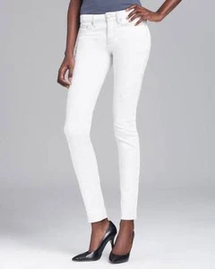 Pantalones de mezclilla ajustados Dylan Vince Destructed Bleach pintados a rayas laterales $220 nuevos con etiquetas 25 - Imagen 1 de 1