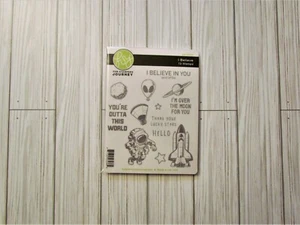 Fun Stampers Journey Rubber Cling stamps I believe outer space rocket - Picture 1 of 2