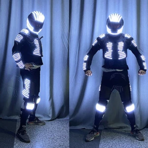 LED Robot Multicolor Disfraz Ropa Robots Traje DJ Traje Fiesta Show Brillo - Imagen 1 de 7