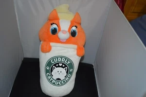 Cuddly Catpuccino Plush 16” Orange Cat in Coffee Glass Mug Capuccino stuffed G3 - Picture 1 of 3