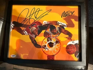 Magic Johnson Dennis Rodman Dual Autographed framed 11x14 photo Lakers PSA DNA - Picture 1 of 9