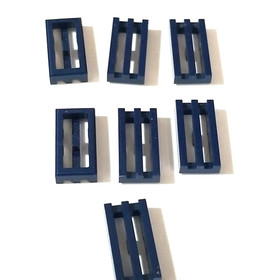 7X LEGO 2412 / 30244 1x2 Tile Grille Dark Blue LOT OF 7