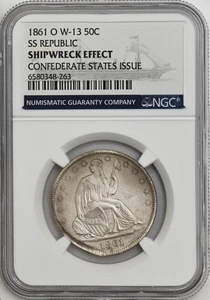 Medio sentado 1861-O 50c SS República Estados Confederados emisión CSA W-13 NGC - Imagen 1 de 4