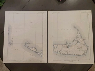 Lot of 3 Vintage Topographic Maps Nantucket - Image 1 of 4