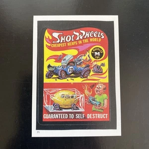1986 Topps Wacky Packages Test Issue – Shot Wheel (Hot Wheel) Sticker #71 - Picture 1 of 2