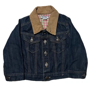 Heartstrings Boys 2T Blue Jean Jacket Tan Corduroy Collar Chore - Picture 1 of 4