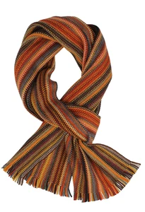 Bufanda de punto a rayas longitudinales naranja multicolor bufanda de mujer 100% lana - Imagen 1 de 2