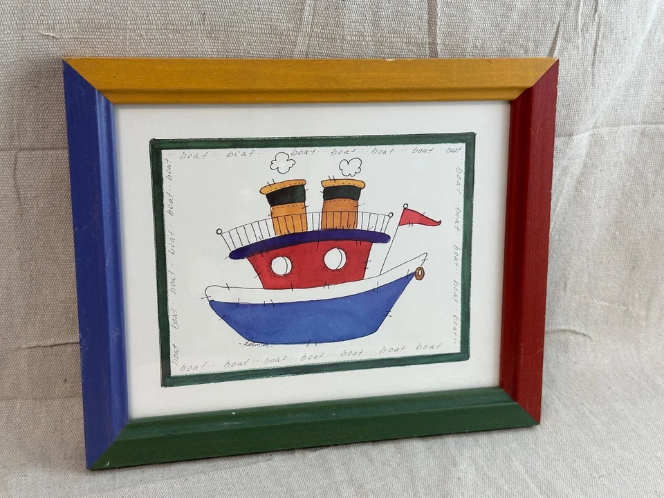 JUEGO DE 2 IMPRESIONES DE CAROL ROBINSON. COCHE Y BARCO ** DECORACIÓN HABITACIÓN INFANTIL O DEN HOMBRE  Foto 1 de 4