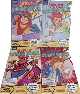 Do It Yourself Create Own Comic Book- Lot Of 4 Manga, Funny,Superhero, Mystery - Picture 1 of 9