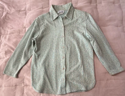 Teddi Multicolor Floral Long Sleeve Button Up Collared Shoulder Pads Top Size L - Image 1 of 4