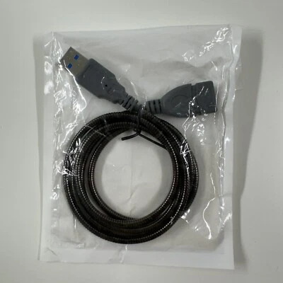 USB 2.0 3ft Extension Cable M/F Type A Male to Female Black Silver Space Grey - Image 1 of 4