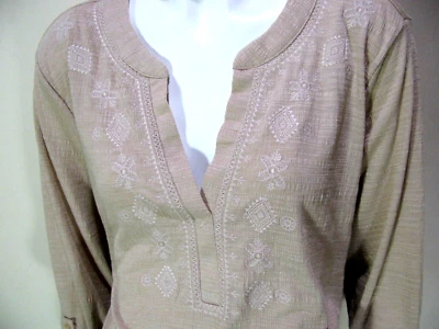 Кабель калибра рубашка женщин 1 X желтовато-коричневый рулон вкладка рукав эластичной туника мягкий пуловер $55 - Изображение 1 из 4