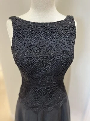 WHBM Elegante Vestido Negro Encaje y Tafetán Fit & Flare con BOLSILLOS Forrado Talla 2  Foto 1 de 4