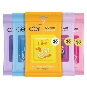 Godrej aer Power Pocket Bathroom Freshener – Assorted Pack of 5 - 50g - Picture 1 of 4