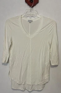 Katherine Barclay Montreal Women’s Small Ivory Vneck Tunic Soft Blouse! A2823 - Picture 1 of 3