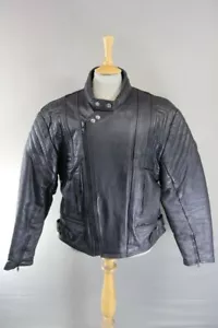 CLASSIC AKITO T-FORCE PLUS BLACK LEATHER BIKER JACKET 44 INCH CHEST - Picture 1 of 9