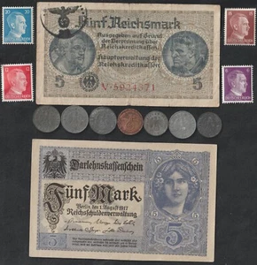 Original Rare Old WWII Germany Note Stamp Eagle Coin German Collection Lot - J10 - Picture 1 of 3