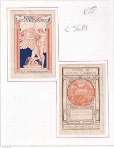 C5681-DUE EX LIBRIS,OPERE E POESIE DI GIOSUE' CARDUCCI,NICOLA ZANICHELLI BOLOGNA - Imagen 1 de 1