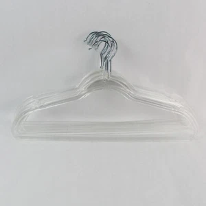 Lot of 10 Clear Plastic Flat Clothes Hangers 17.5" Standard Size - Picture 1 of 5