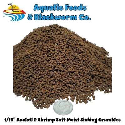 AQUATIC FOODS INC. Axolotl 1/16" Soft Moist Sinking Crumbles for Axolotls, Newts. Rangen 1/16"