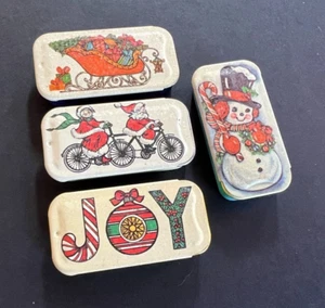 LOT OF 4 VINTAGE POTPOURRI PRESS CHRISTMAS METAL TIN TRINKET PILL BOXES MINT NOS - Picture 1 of 5