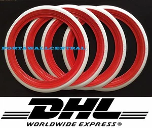 ATLAS 14" RED&WHITE WALL PORT-O-WALL TYRE TRIM SET 4PCS - Picture 1 of 1