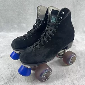 Sure-Grip Boardwalk Rollschuhe 7 schwarz Wildleder High Top Schnürschuhe - Bild 1 von 18