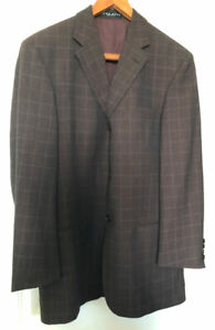 NWOT BOSS Hugo Boss Einstein Brown Wool Windowpane Plaid Jacket 38 R SAKS