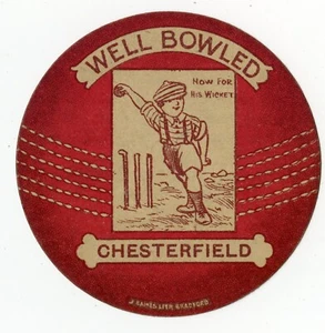 (Gd4016) John Baines Cricket Ball Card, CHESTERFIELD c1915 Now for his Wicket - Picture 1 of 4
