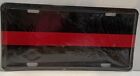 THIN RED LINE-FIRE DEPT LICENSE PLATE BLACK ON TOP & BOTTOM WITH RED Line Center