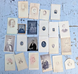 Antique Photograph Cabinet Card & CDV Tintype Photo On Board Lot Of 22 Variety - Picture 1 of 12