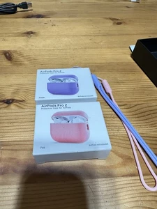 Étuis AirPods Pro 2 rose et violet - Étuis en silicone souple - Photo 1 sur 3