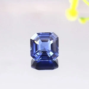 Untreated 9.18 Ct AAA Extra Fine Ceylon Blue Sapphire Loose Asscher Cut Gemstone - Picture 1 of 4