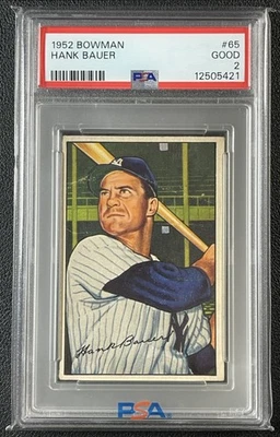 Hank Bauer PSA 2 1952 Bowman béisbol #65 Yankees 5421 Foto 1 de 2