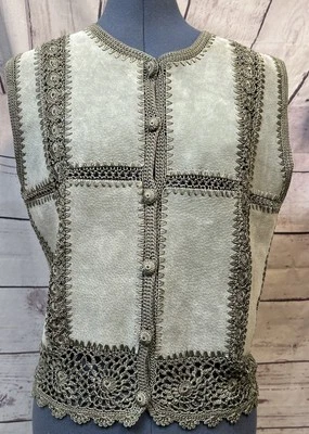 Chaleco De Colección Scully Gamuza Cuero Mujer Gris Western Talla S Foto 1 de 4