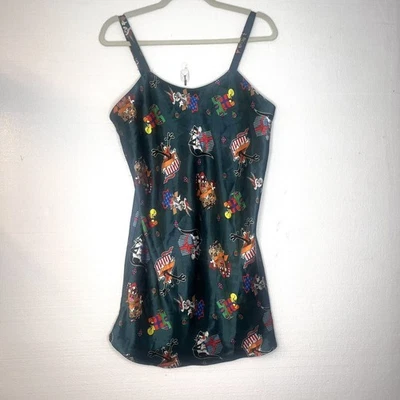 Camisón Looney Tunes Vintage Mujer Verde Satinado Sin Mangas Navidad Mediano Foto 1 de 4