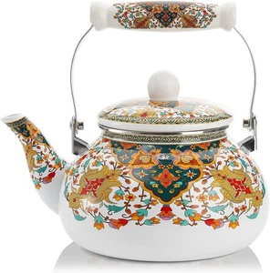 2,6 Quart Emaille Teekessel Herdplatte Vintage Anti Rost Teekanne Emailliert Teekessel - Bild 1 von 5