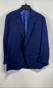 Isaia Men Blue Wool Malamed Aqua Sport Coat Size 46 - Picture 1 of 8