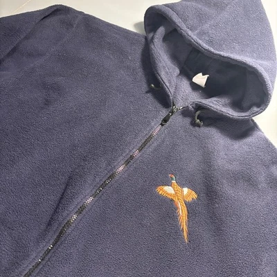 Sudadera con Capucha Vintage Polar Cremallera Completa Faisán Pájaro Bordada Hecha en EE. UU. L/XL Foto 1 de 4